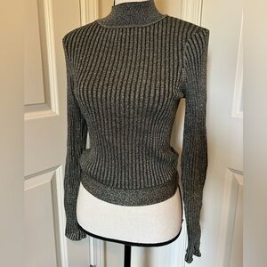 Venus green and silver wrap tie back sparkly long sleeve sweater shirt